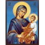 Icoana Maicii Domnului „Grabnic Ascultătoare” („Gorgoepikou”) - manual lucrată cu fundal albastru
