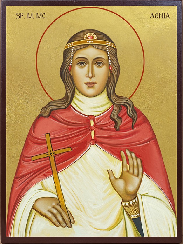 Icoana cu Sf. Mc. Agnia din Roma - fundal aurit