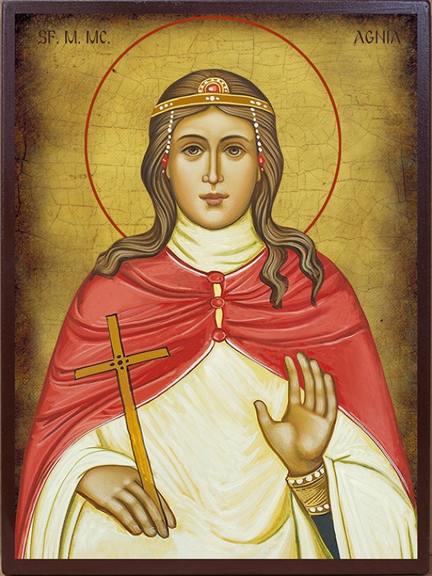 Icoana cu Sf. Agnia din Roma - aspect îmbătrânit autentic