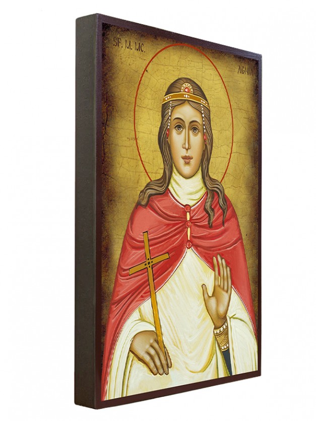 Icoana cu Sf. Agnia din Roma - aspect îmbătrânit autentic