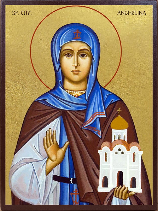 Icoana cu Sfânta Cuv. Anghelina - aurie