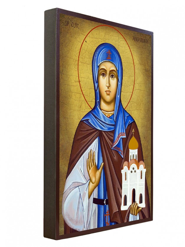 Icoana cu Sf. Anghelina - aspect îmbătrânit autentic