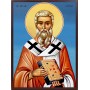 Icoana cu Sf. Sfinţit Mucenic Antim - manual lucrată fundal albastru