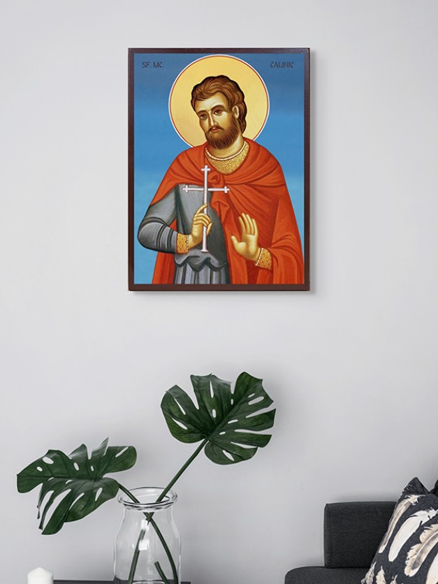Icoana cu Sfântul Mucenic Calinic - fundal albastru