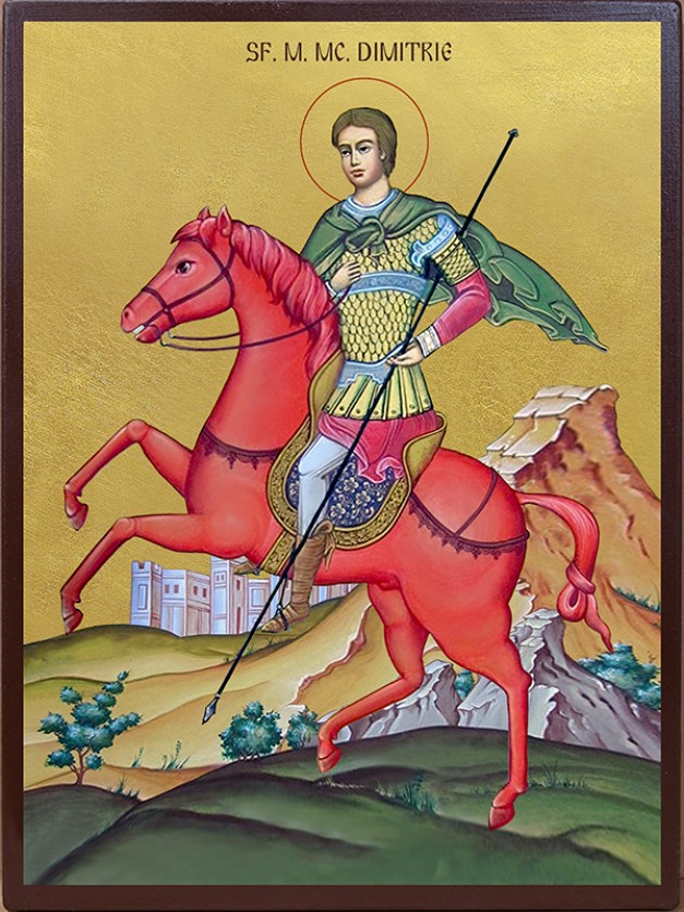 Icoana cu Sf. M. Mc. Dimitrie Izvorâtorul de Mir - fundal aurit