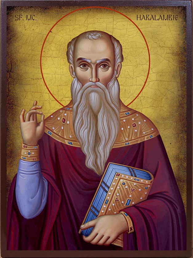 Icoana cu Sf. Haralambie - aspect învechit
