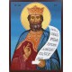 Icoana cu Sf. și Dreptul Iov, Mult Rabdatorul - lucru manual cu fundal albastru