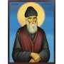Icoana cu Sf. Paisie Aghioritul - creată manual cu fundal albastru