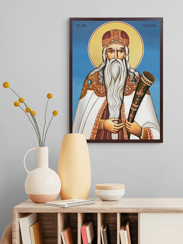 Icoana cu Sf. proroc Samuel - fundal albastru