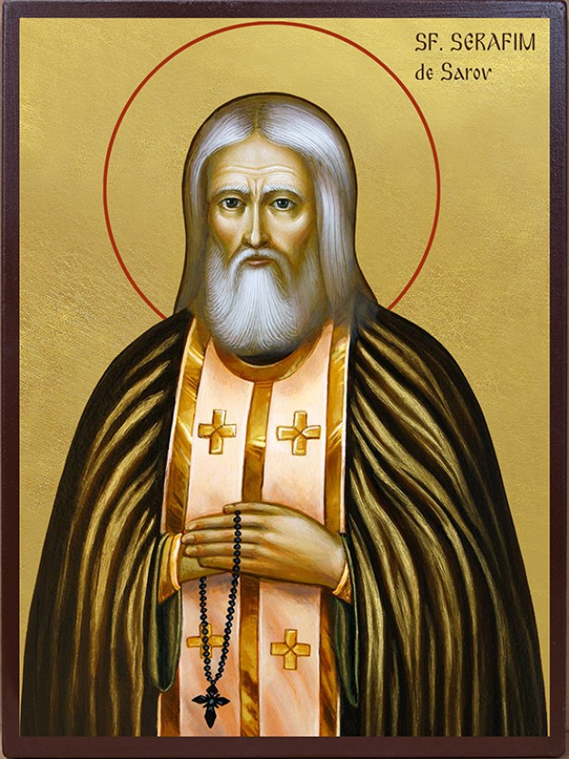 Icoana cu Sfântul Serafim de Sarov - fundal auriu