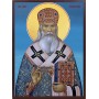 Icoana cu Sfântul Ierarh Serafim (Sobolev) - creată manual cu fundal albastru
