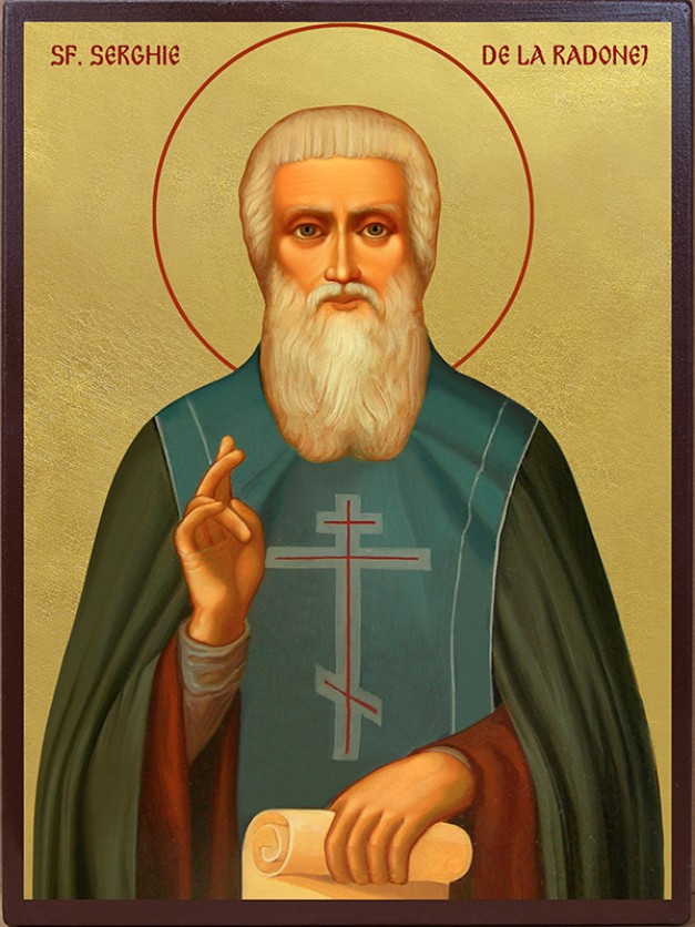 Icoana cu Sfântul Serghie de la Radonej - aurită