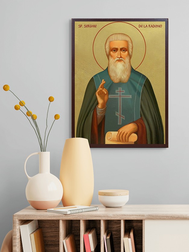 Icoana cu Sfântul Serghie de la Radonej - aurită