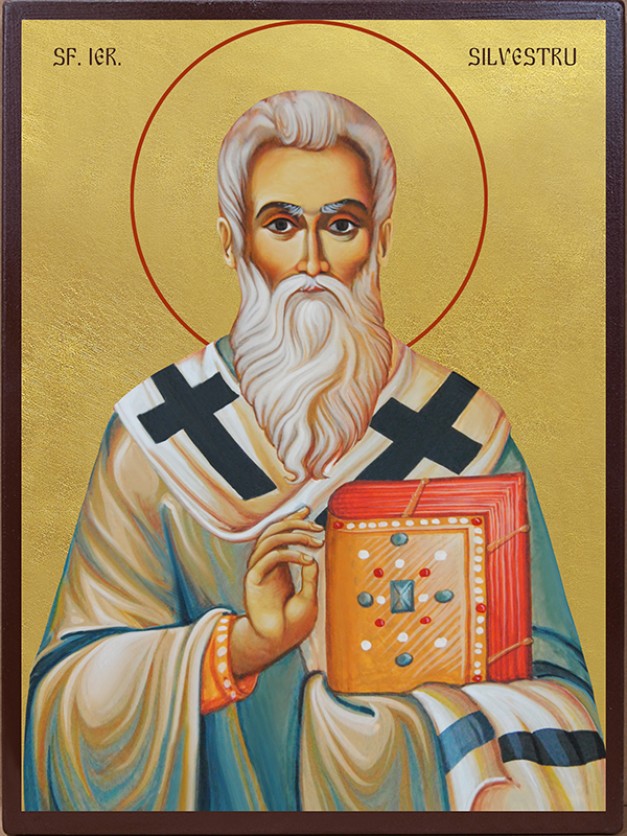 Icoana cu Sfantul Silvestru - aurită