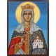 Icoana cu Sf. Tamara, regina Georgiei - lucru manual unicat cu fundal albastru