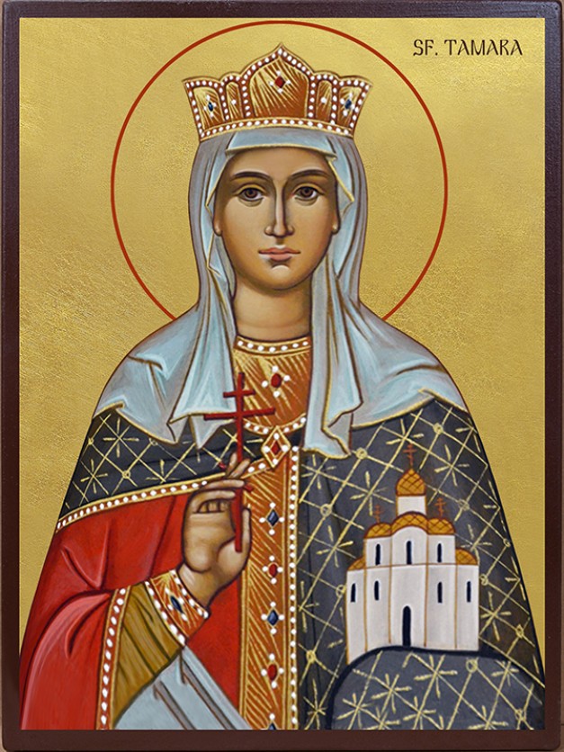 Icoana cu Sfânta Tamara, regina Georgiei - fundal auriu