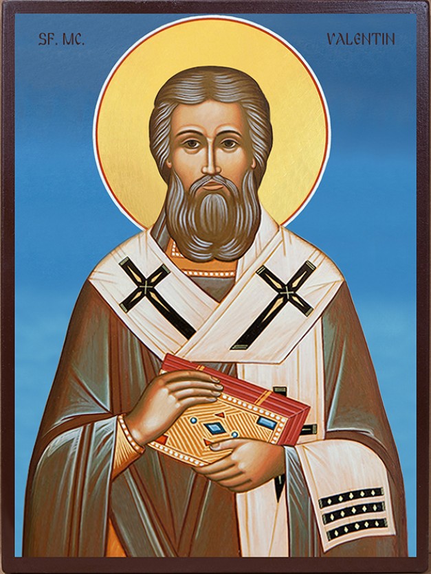 Icoana cu Sf. Mucenic Valentin, Episcopul Umbriei - fundal albastru