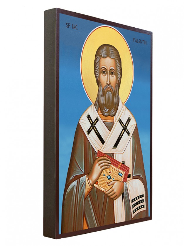 Icoana cu Sf. Mucenic Valentin, Episcopul Umbriei - fundal albastru