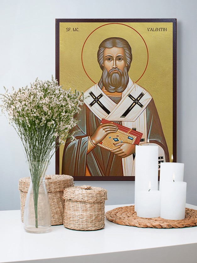 Icoana cu Sf. Mц. Valentin, Episcopul Umbriei - fundal auriu