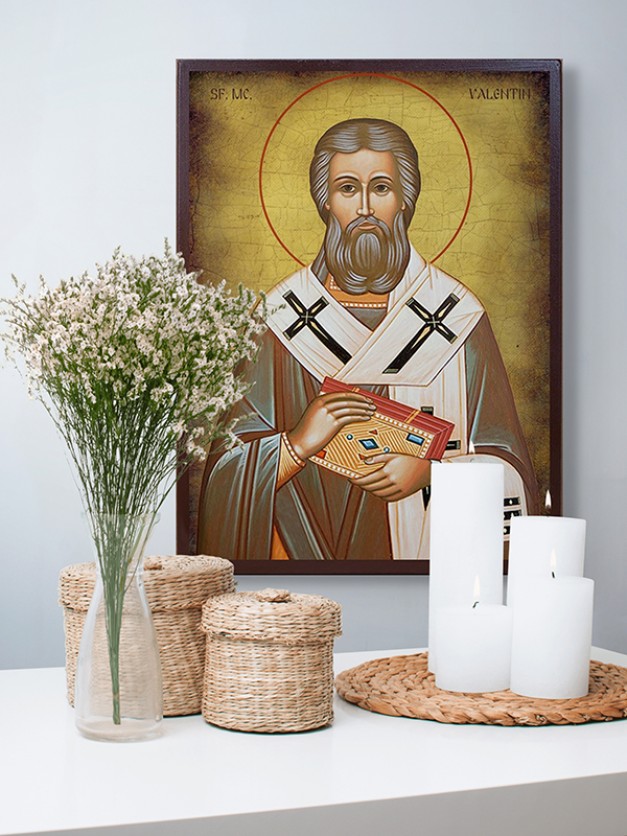 Icoana cu Sf. Valentin, Episcopul Umbriei - fundal patinat