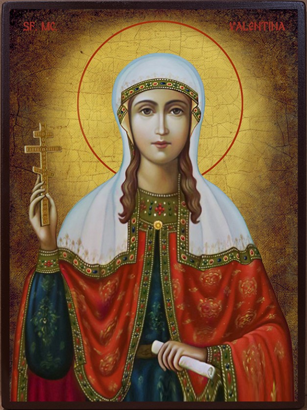 Icoana cu Sfânta Muceniță Valentina - aspect învechit