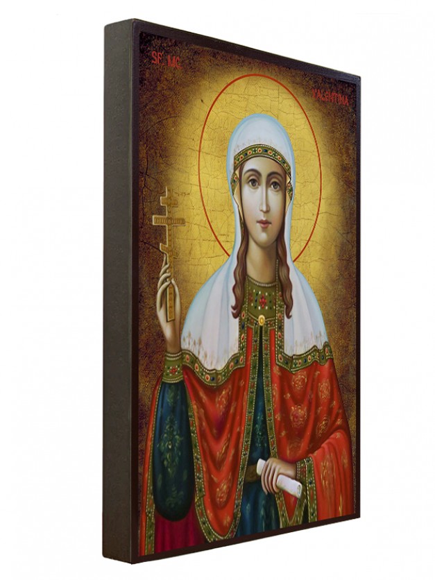 Icoana cu Sfânta Muceniță Valentina - aspect învechit