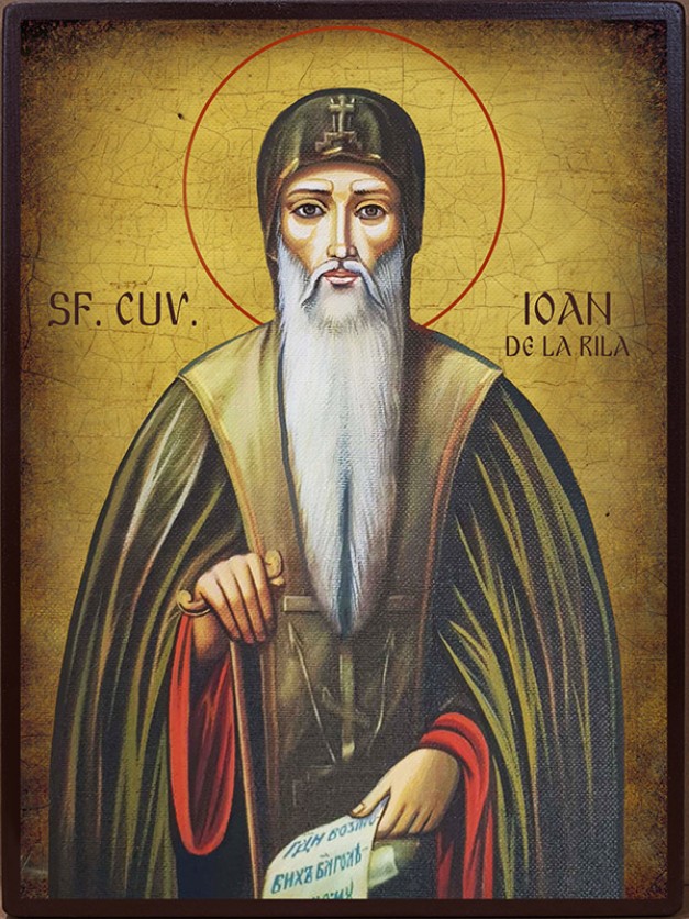 Icoana cu Sfântul Cuvios Ioan de la Rila - patinată