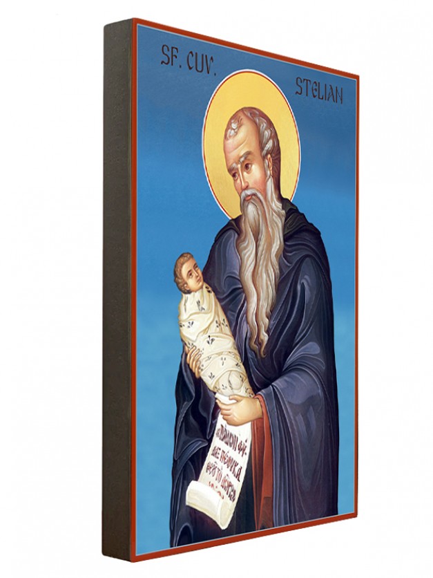 Icoana cu Sfântul Cuvios Stelian Paflagonul - manual lucrată