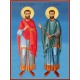 Icoana cu Sfinții Mucenici Doctori fără de arginți, Cosma și Damian - lucru manual