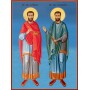 Icoana cu Sfinții Mucenici Doctori fără de arginți, Cosma și Damian - lucru manual
